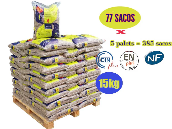 Pellet Asturias ENplus A1 – 5 pallet, 385 sacchi da 15 kg